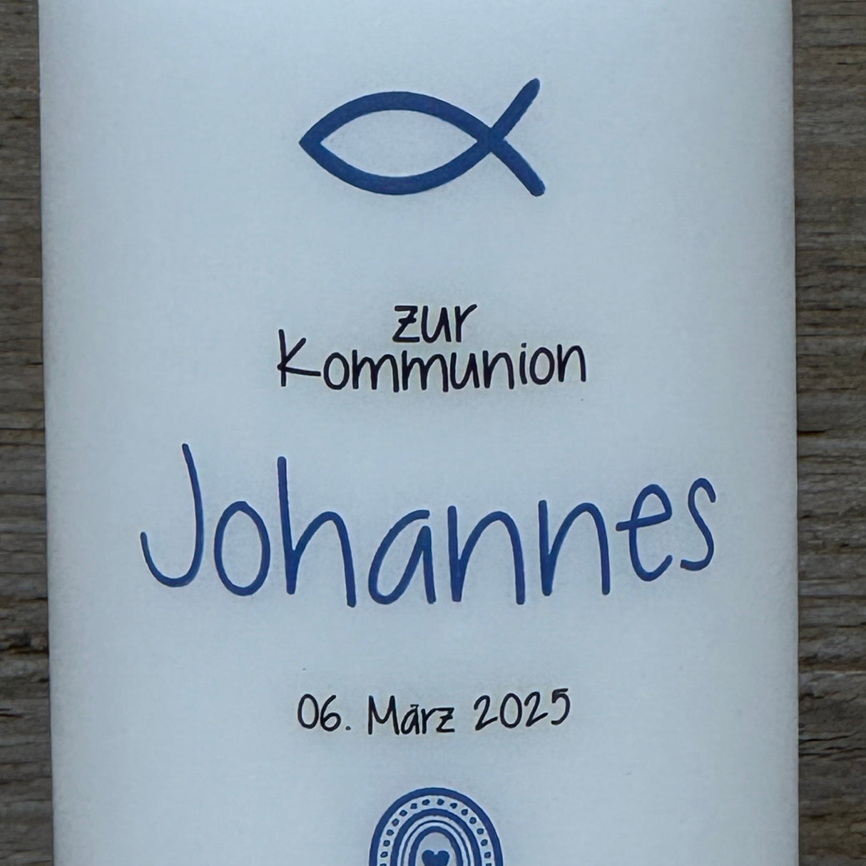 Personalisierte Kommunionskerze - Fisch