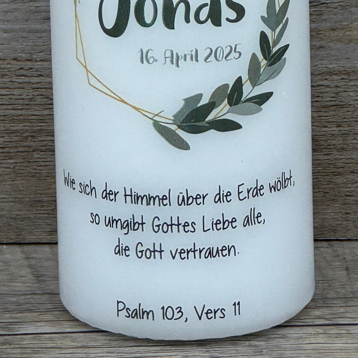 Kerze, Konfirmation - Kranz, personalisiert