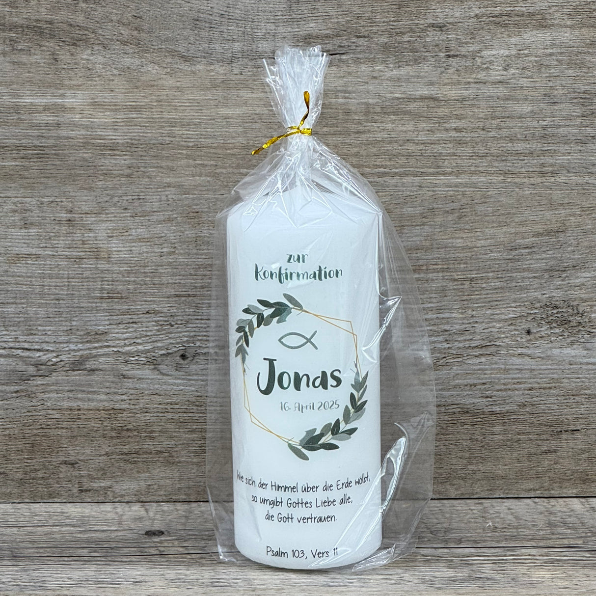 Kerze, Taufe - Kranz, personalisiert