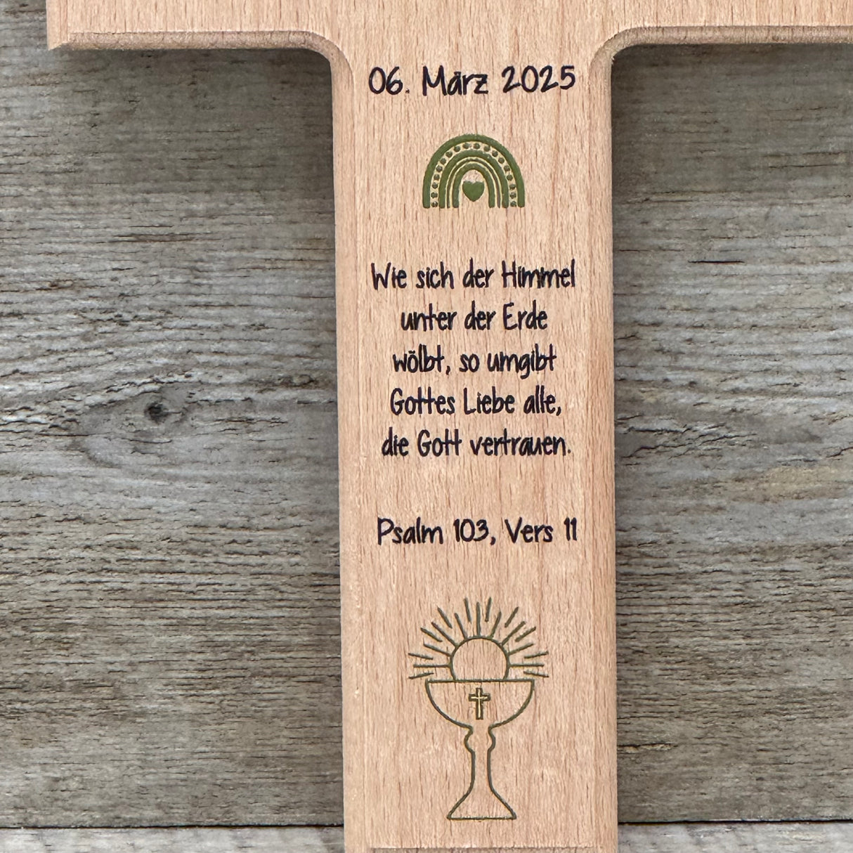 Holzkreuz, Kommunion - Taube personalisiert