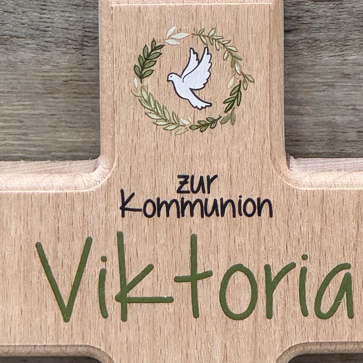 Holzkreuz, Kommunion - Taube personalisiert