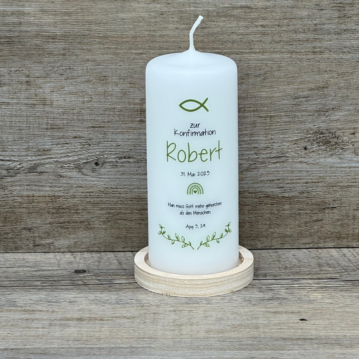 Personalisierte Konfirmationskerze - Fisch