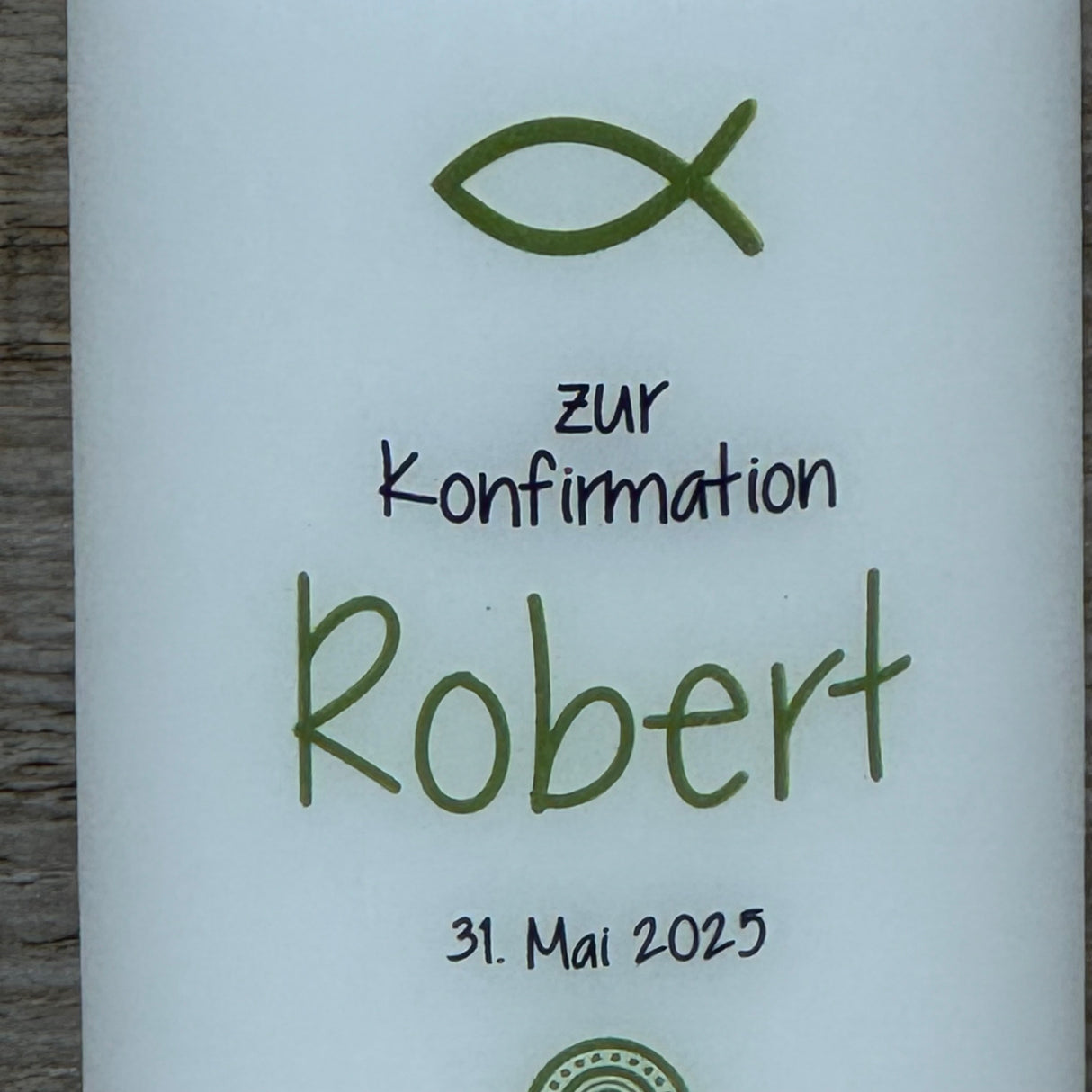Personalisierte Konfirmationskerze - Fisch