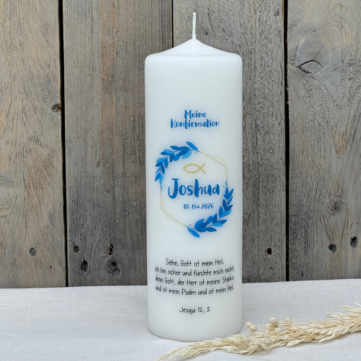 Personalisierte Konfirmationskerze - Kranz
