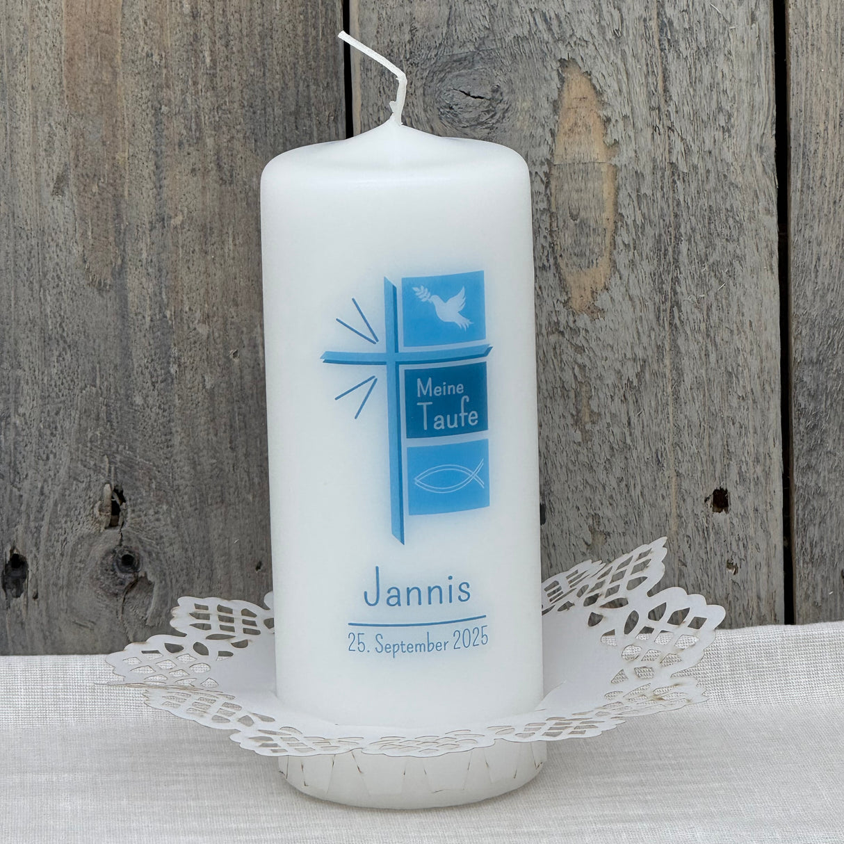 Personalisierte Taufkerze - Kreuz