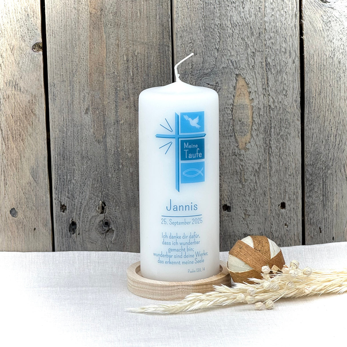 Personalisierte Taufkerze - Kreuz