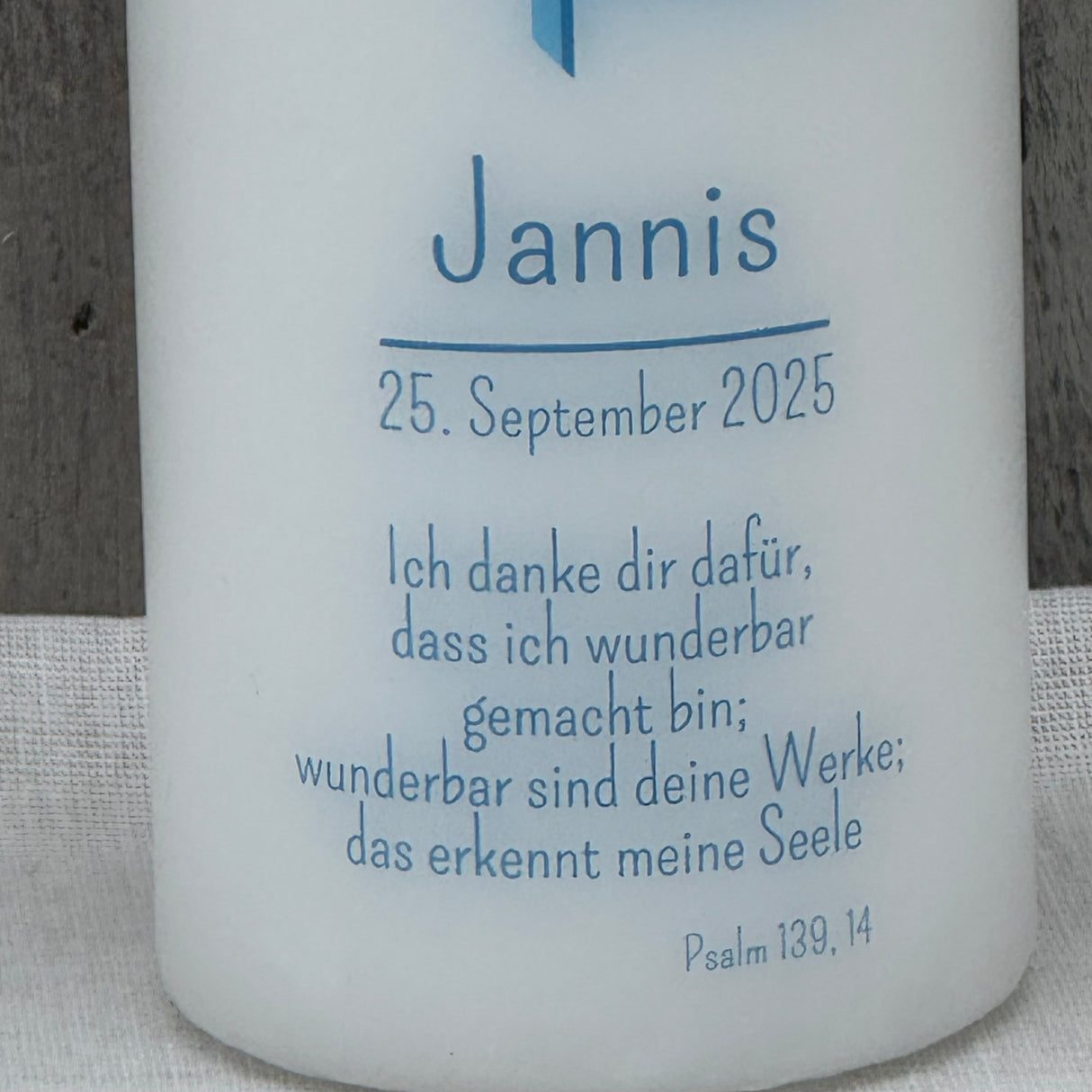 Personalisierte Taufkerze - Kreuz