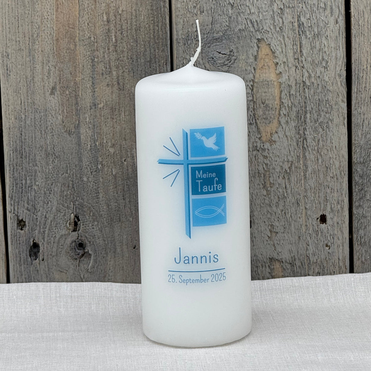 Personalisierte Taufkerze - Kreuz