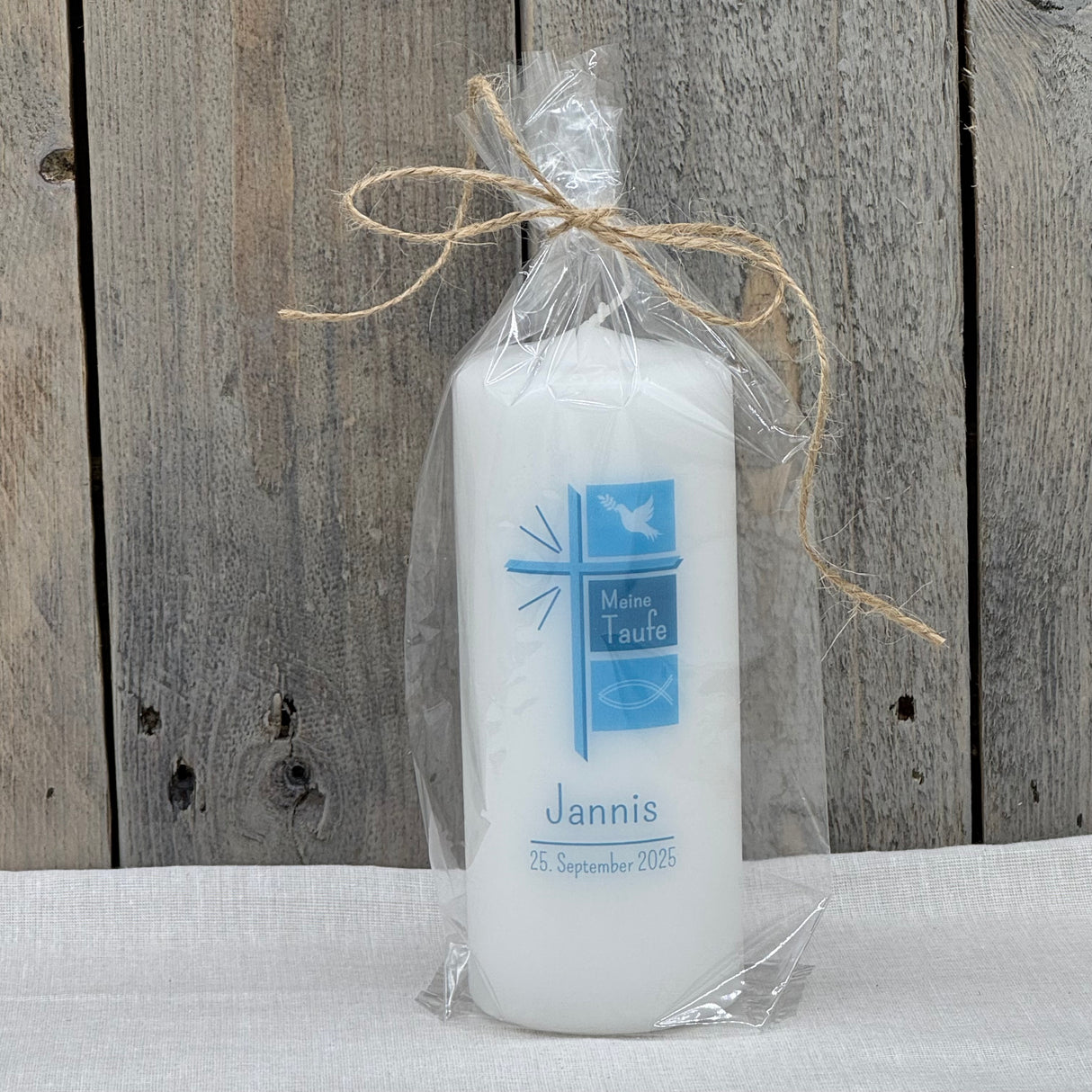 Personalisierte Taufkerze - Kreuz