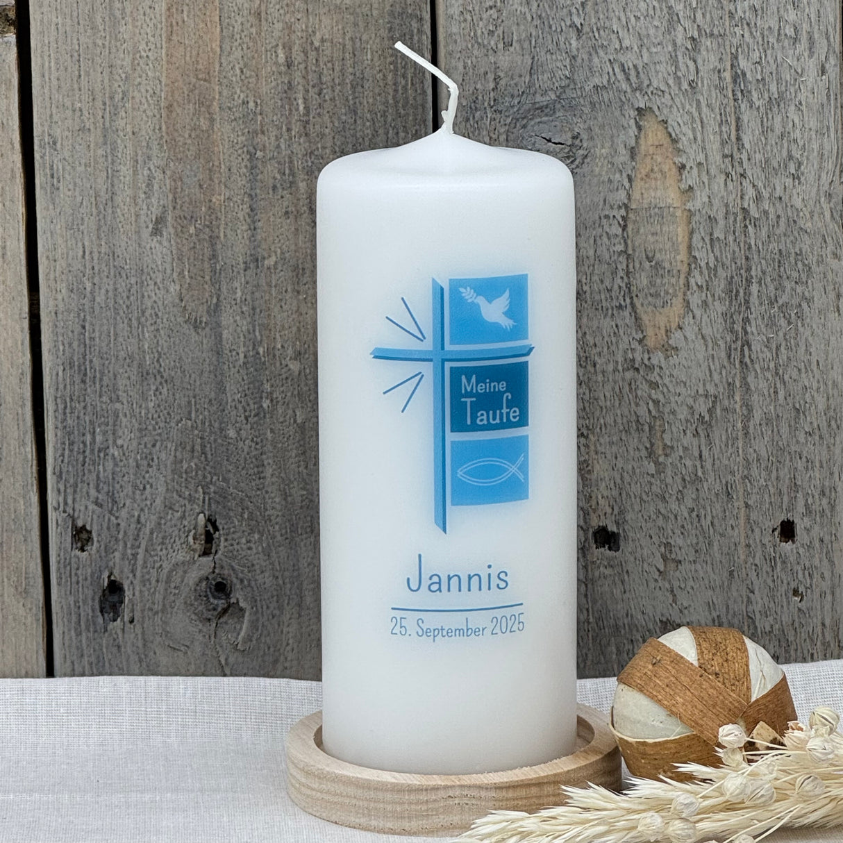 Personalisierte Taufkerze - Kreuz