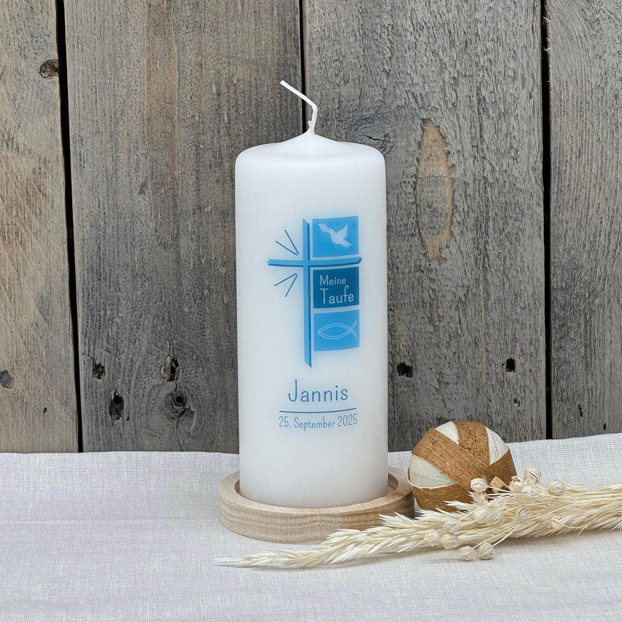 Personalisierte Taufkerze - Kreuz
