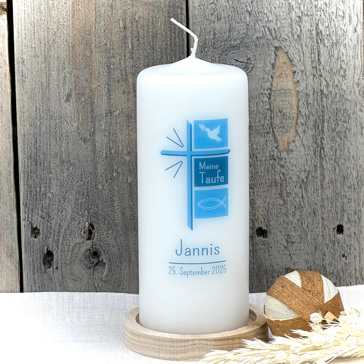 Personalisierte Taufkerze - Kreuz