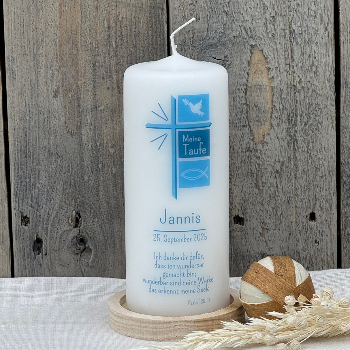 Personalisierte Taufkerze - Kreuz