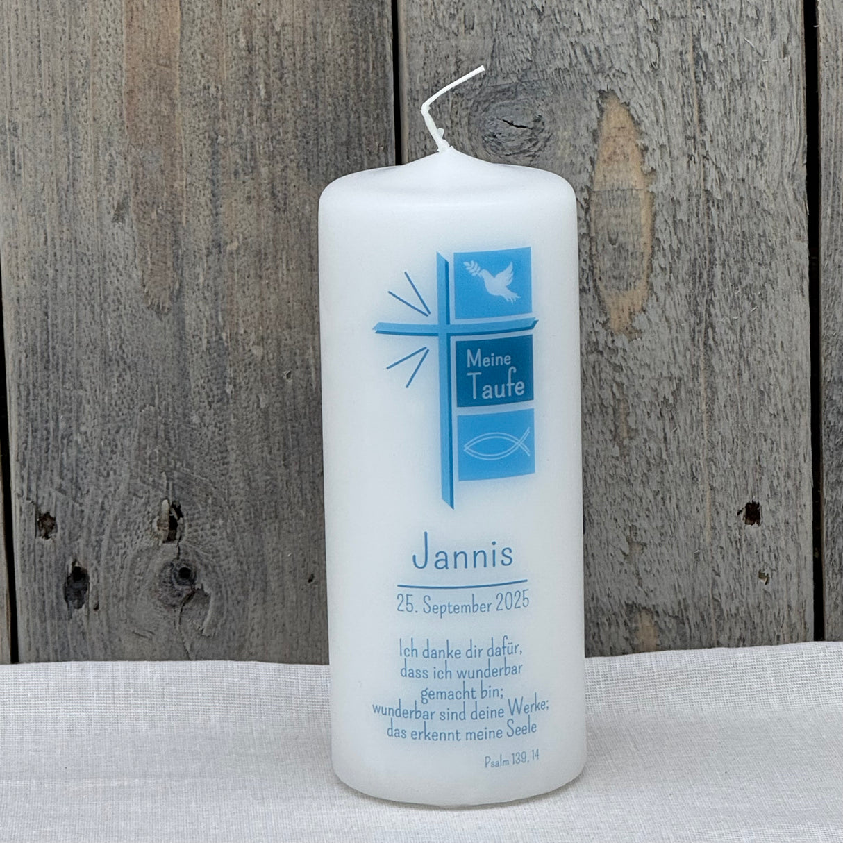 Personalisierte Taufkerze - Kreuz