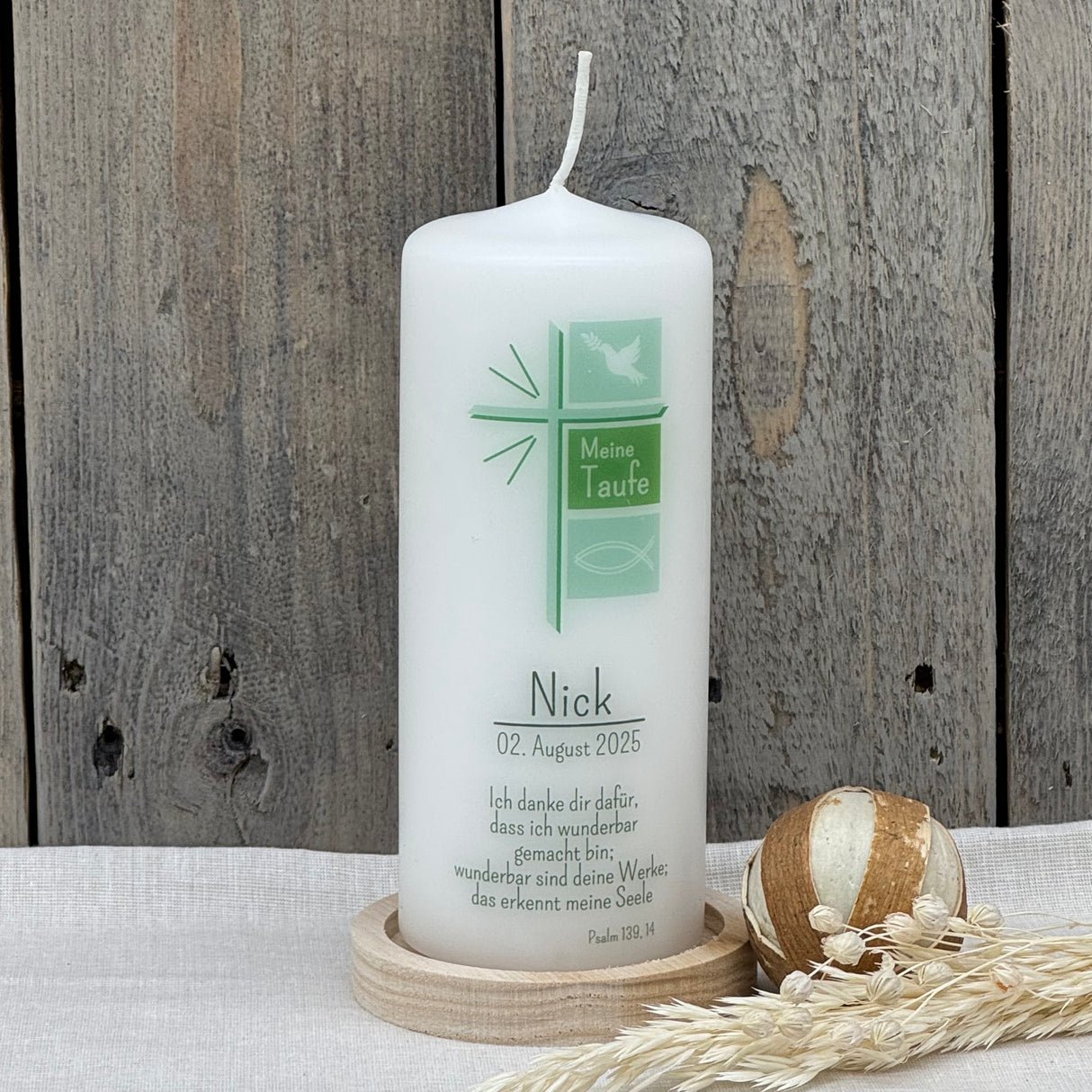 Personalisierte Taufkerze - Kreuz