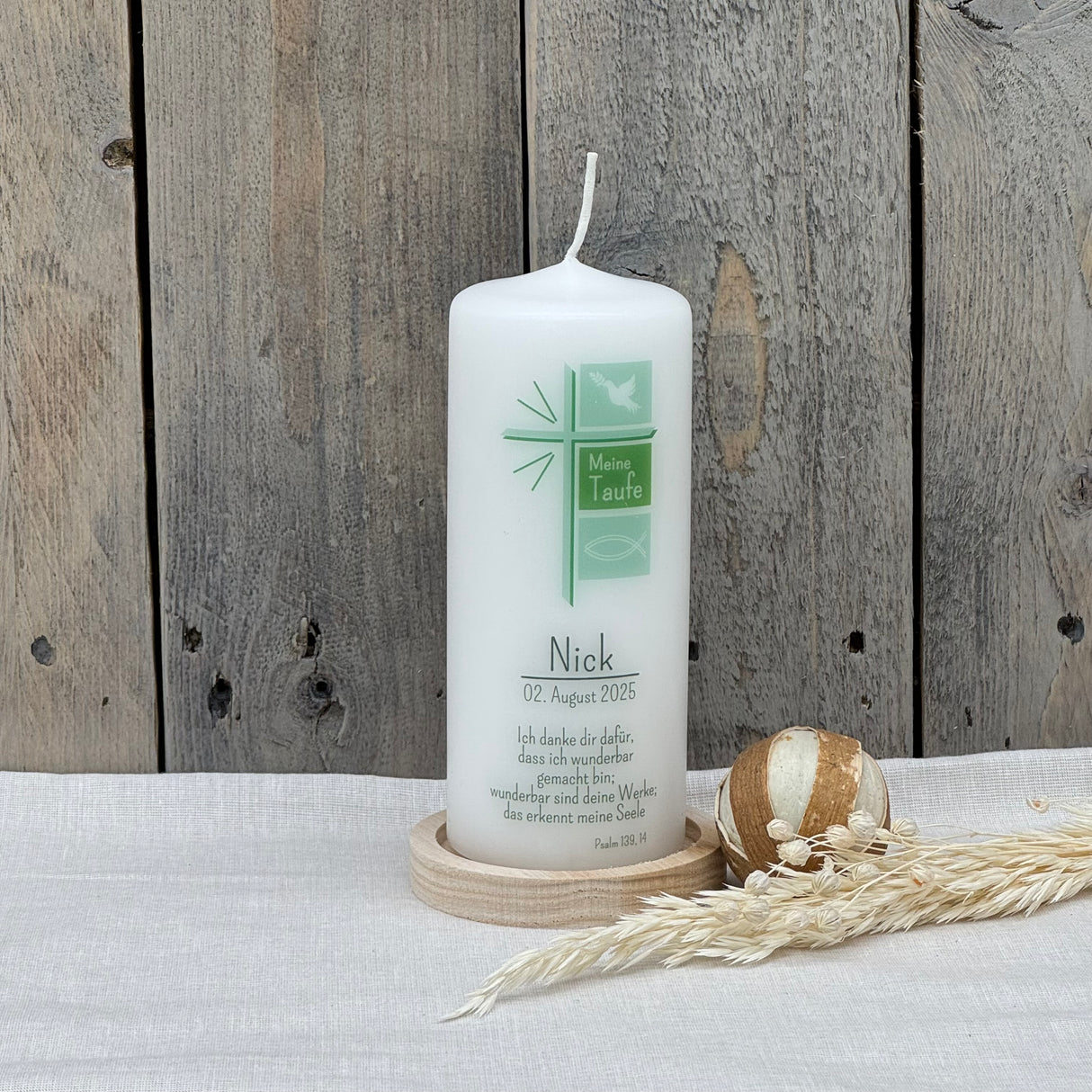 Personalisierte Taufkerze - Kreuz