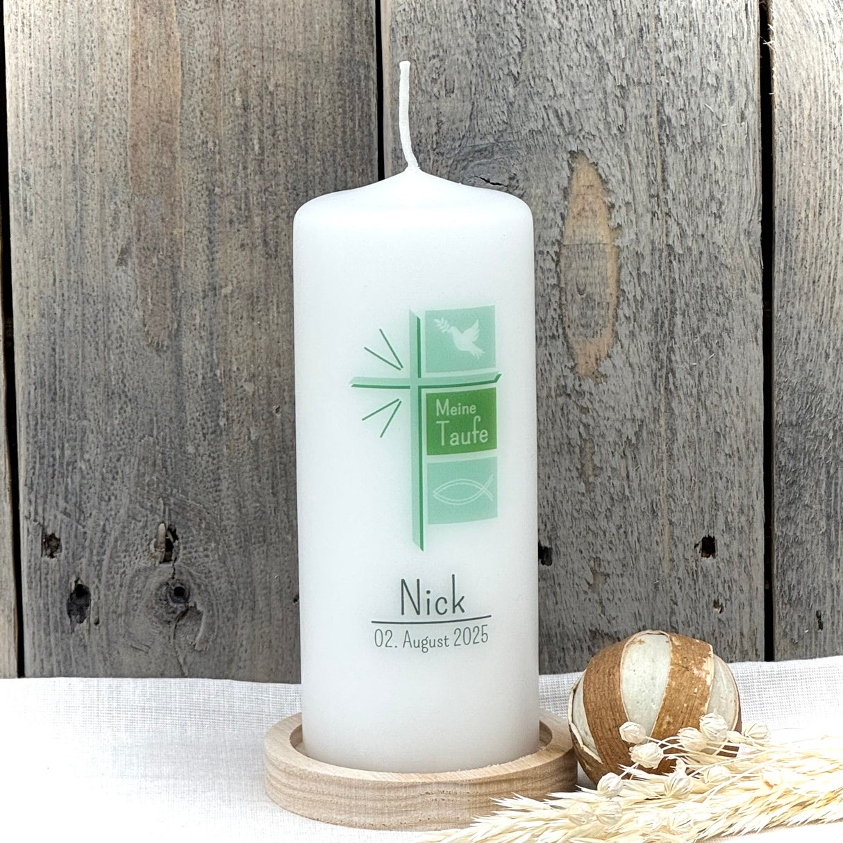 Personalisierte Taufkerze - Kreuz