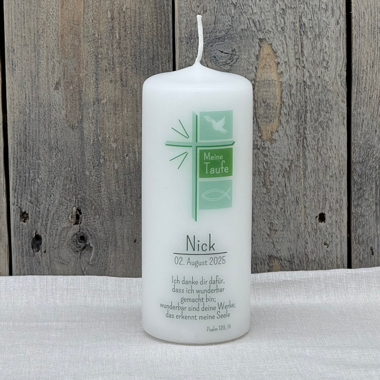 Personalisierte Taufkerze - Kreuz