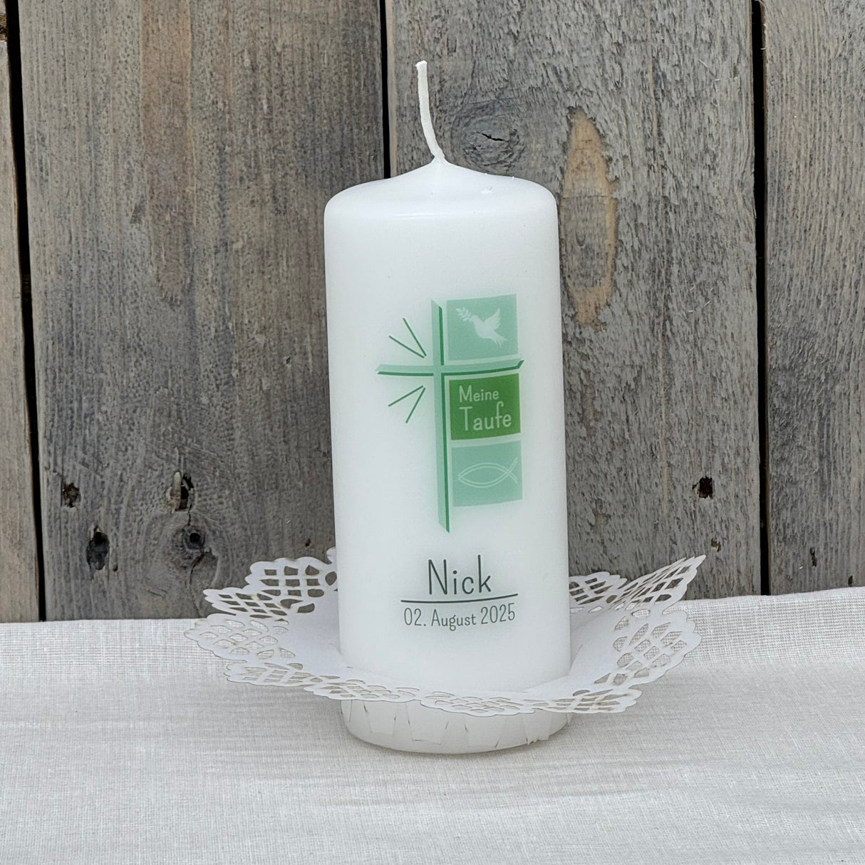 Personalisierte Taufkerze - Kreuz