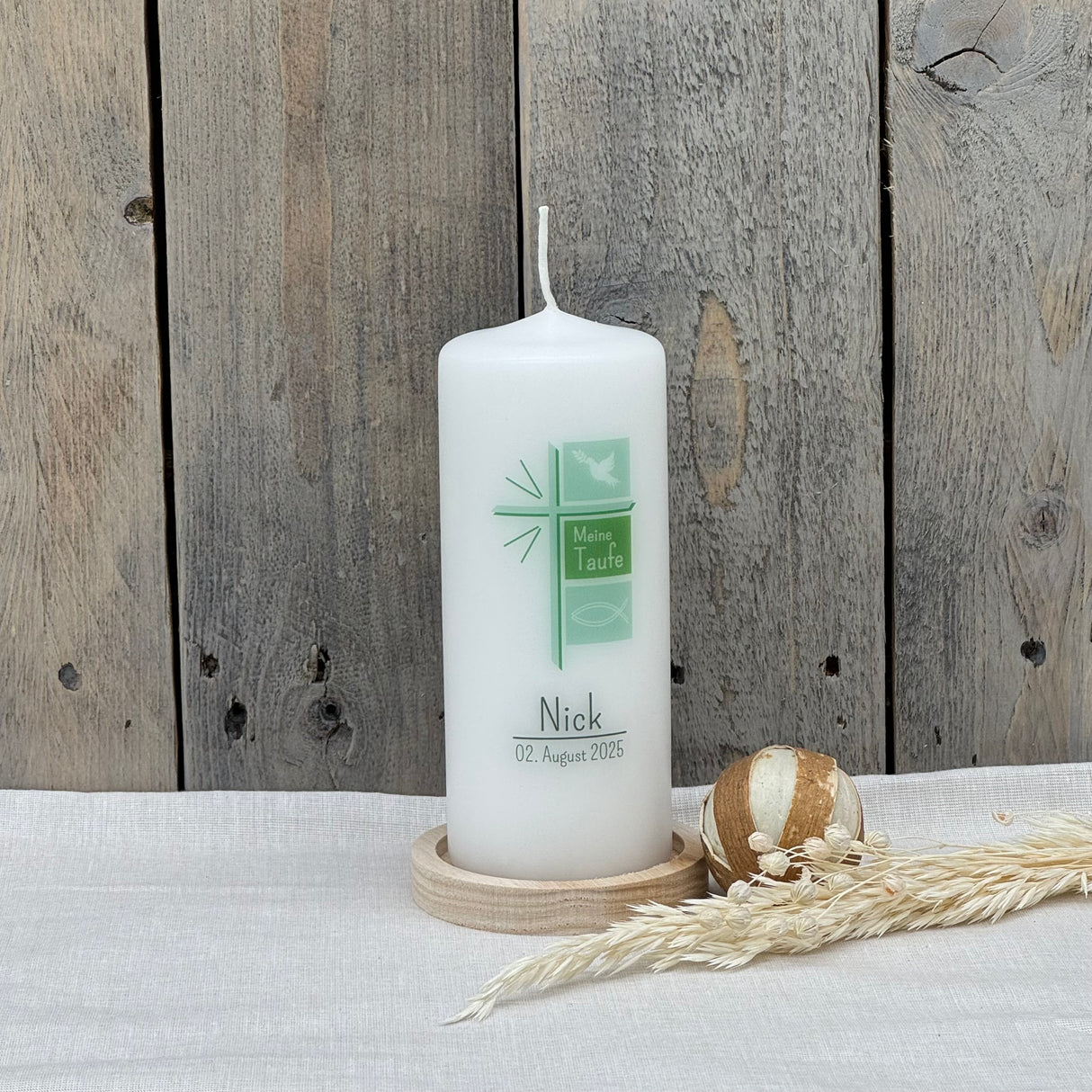 Personalisierte Taufkerze - Kreuz