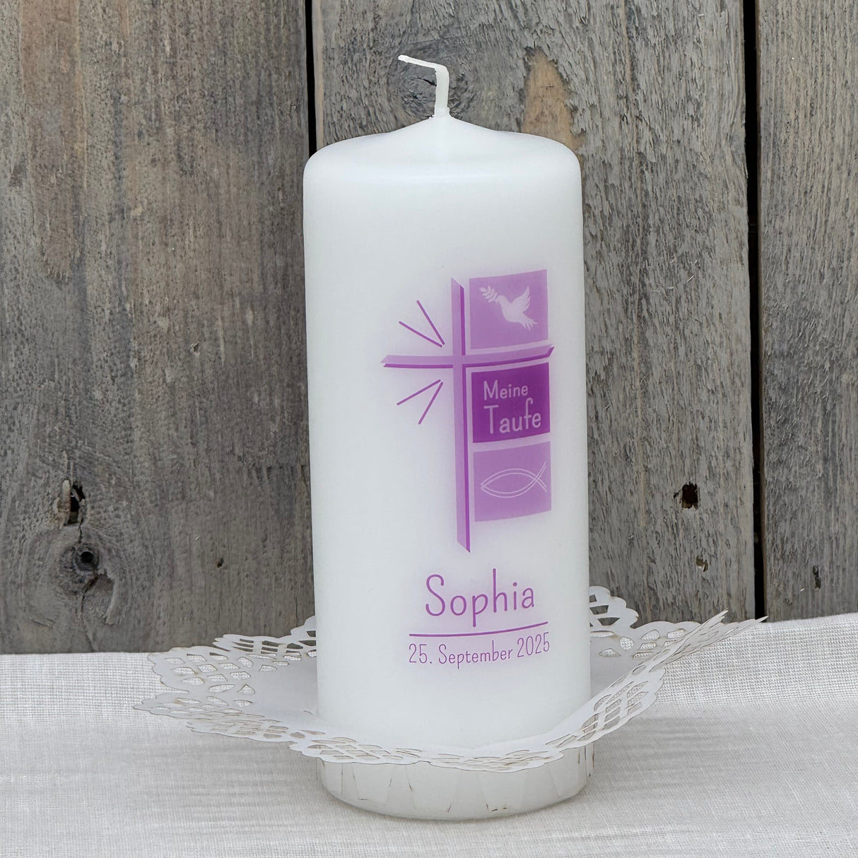 Personalisierte Taufkerze - Kreuz