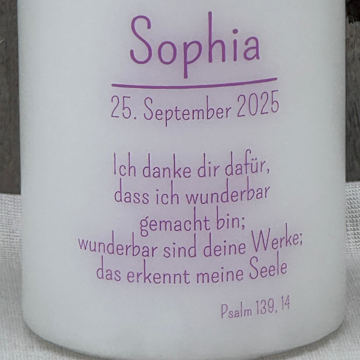 Personalisierte Taufkerze - Kreuz