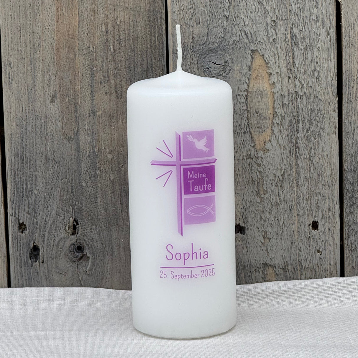 Personalisierte Taufkerze - Kreuz