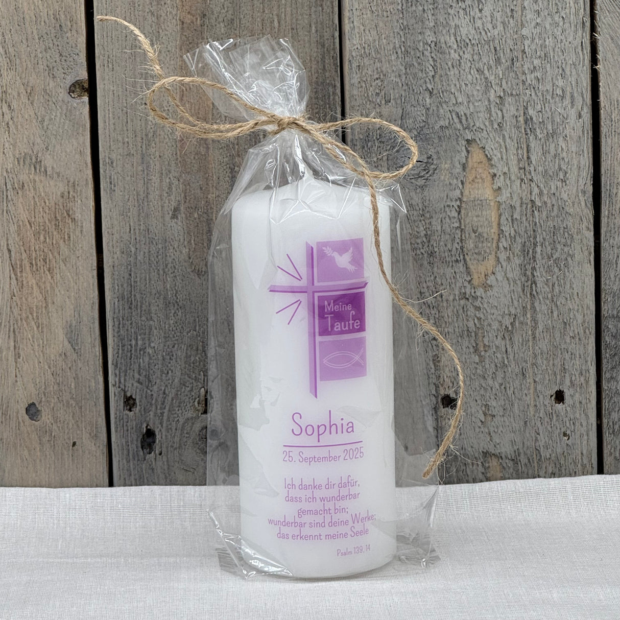 Personalisierte Taufkerze - Kreuz