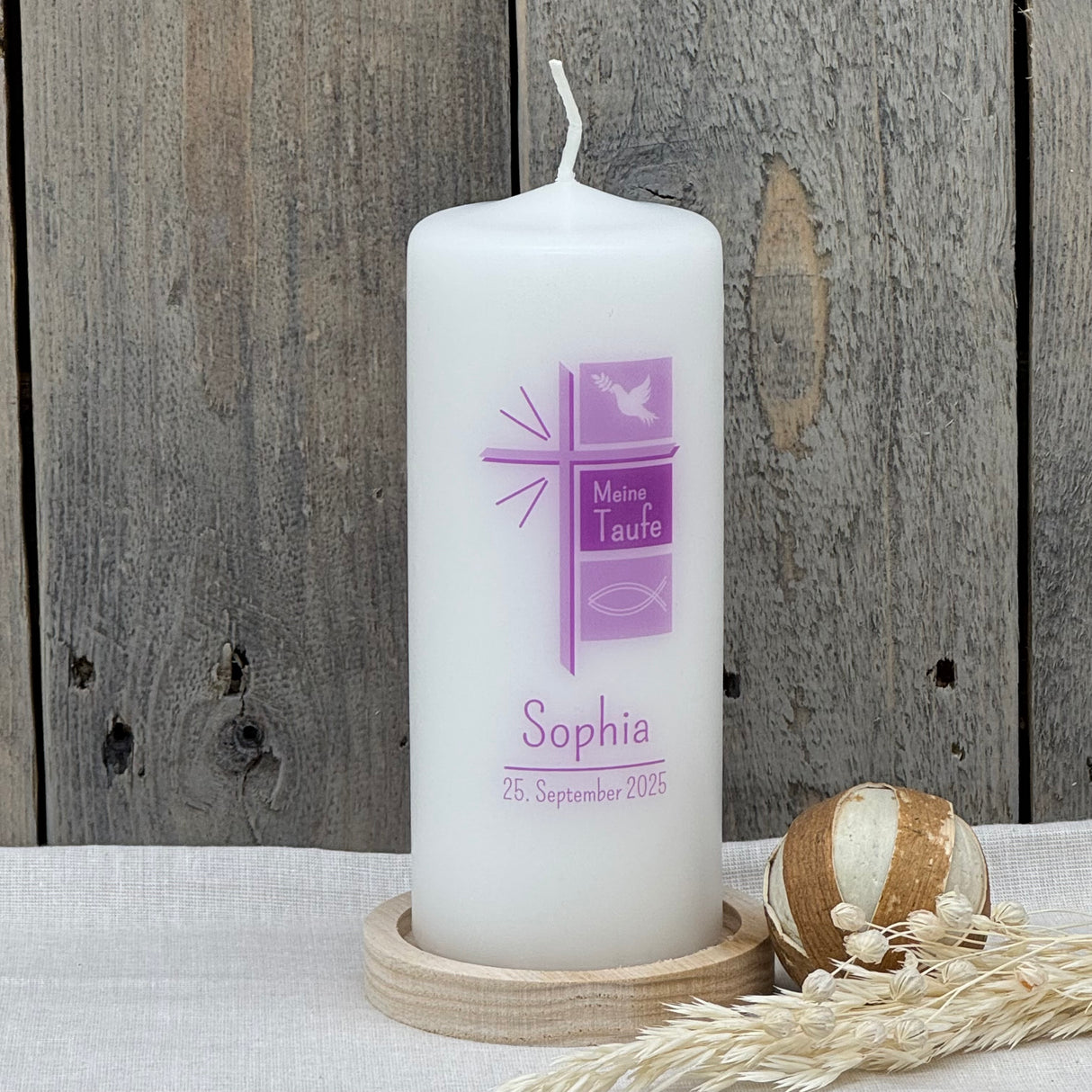 Personalisierte Taufkerze - Kreuz