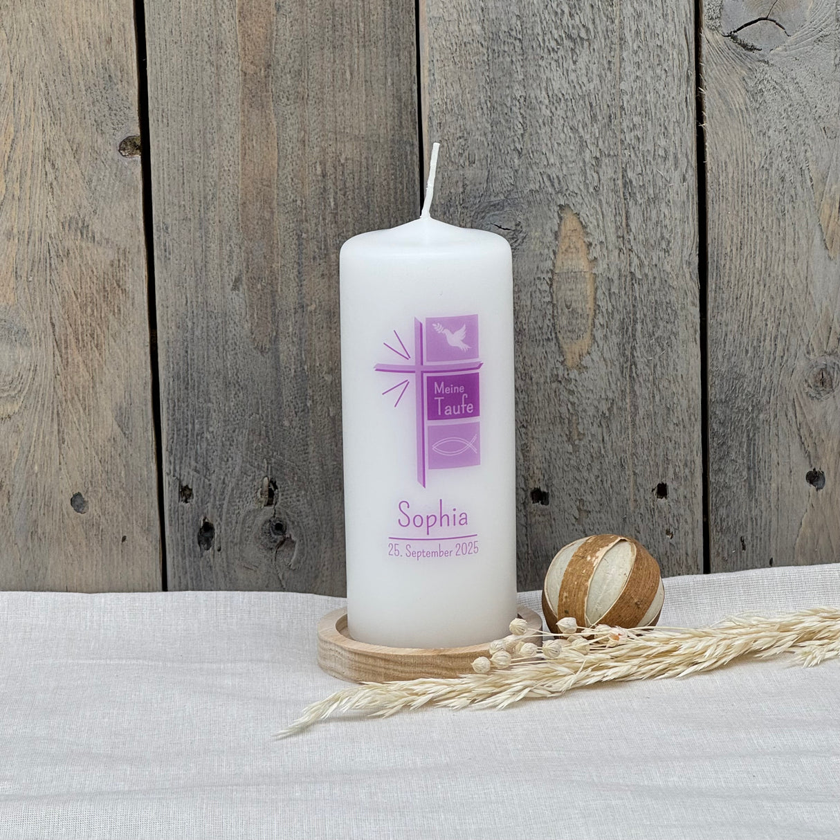 Personalisierte Taufkerze - Kreuz