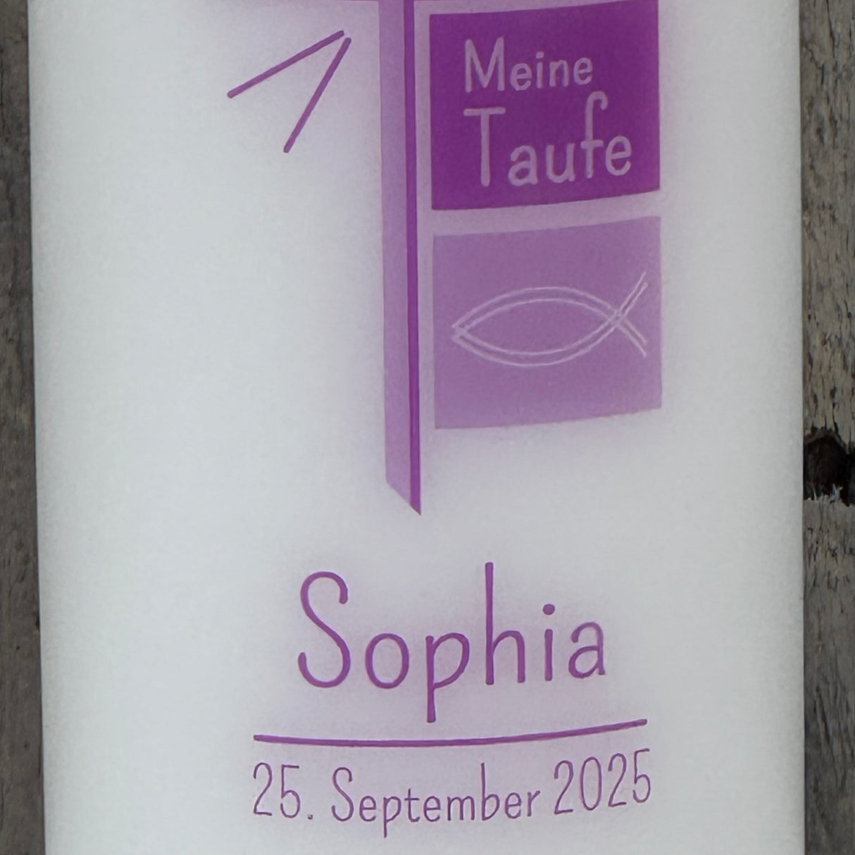 Personalisierte Taufkerze - Kreuz