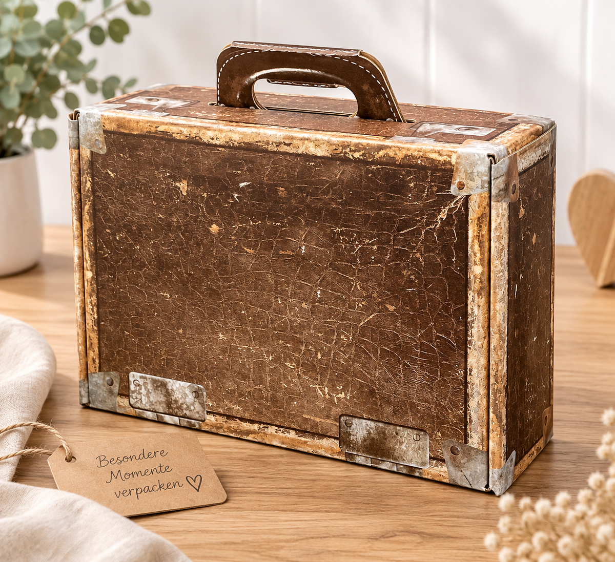 Geschenkkoffer lederoptik, neutral - originelle Geschenkverpackung