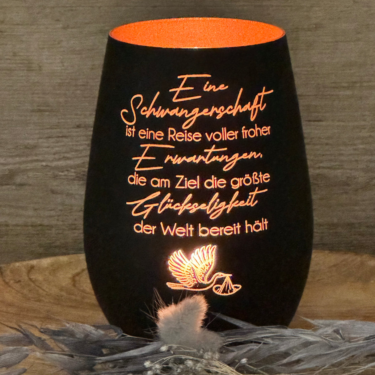 Deko Light - Schwangerschaft (Storch), personalisierbar