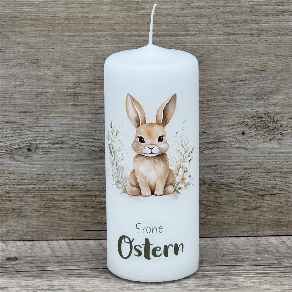 Stumpenkerze Frohe Ostern, Osterhase