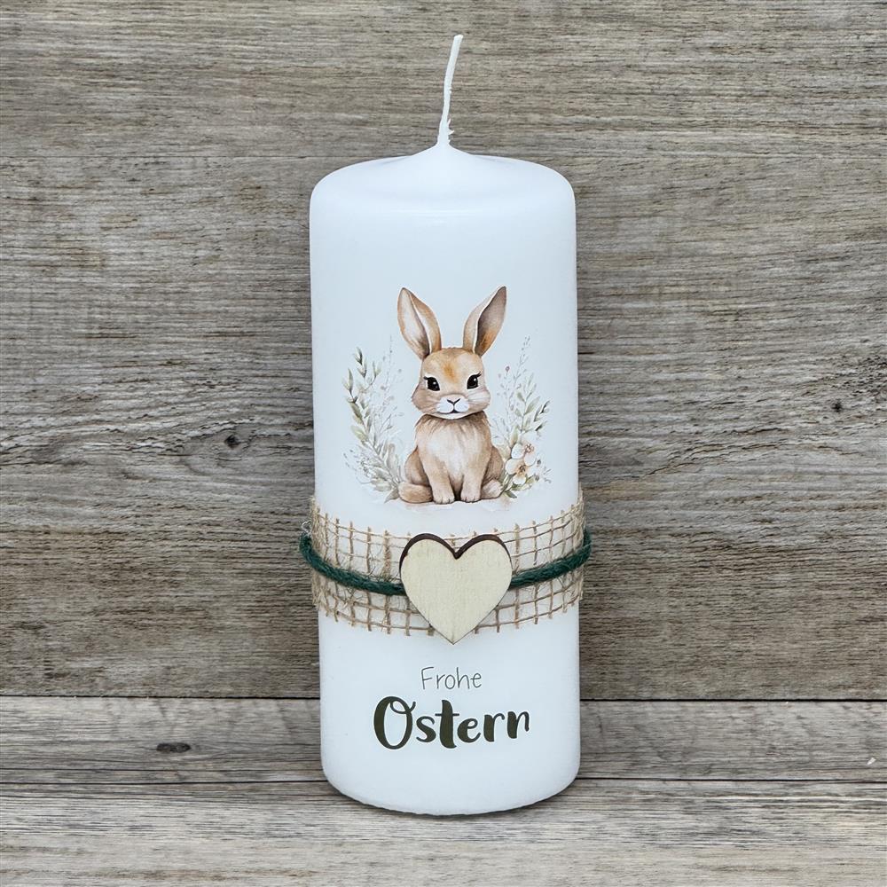 Stumpenkerze Frohe Ostern, Osterhase