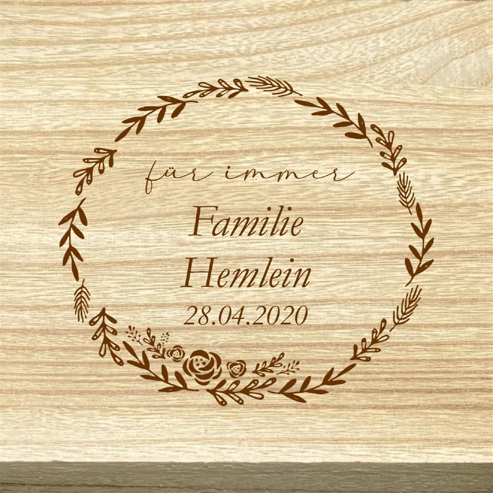 Weinkiste für zwei Flaschen Wein, Beschriftung 'für immer', personalisierbar