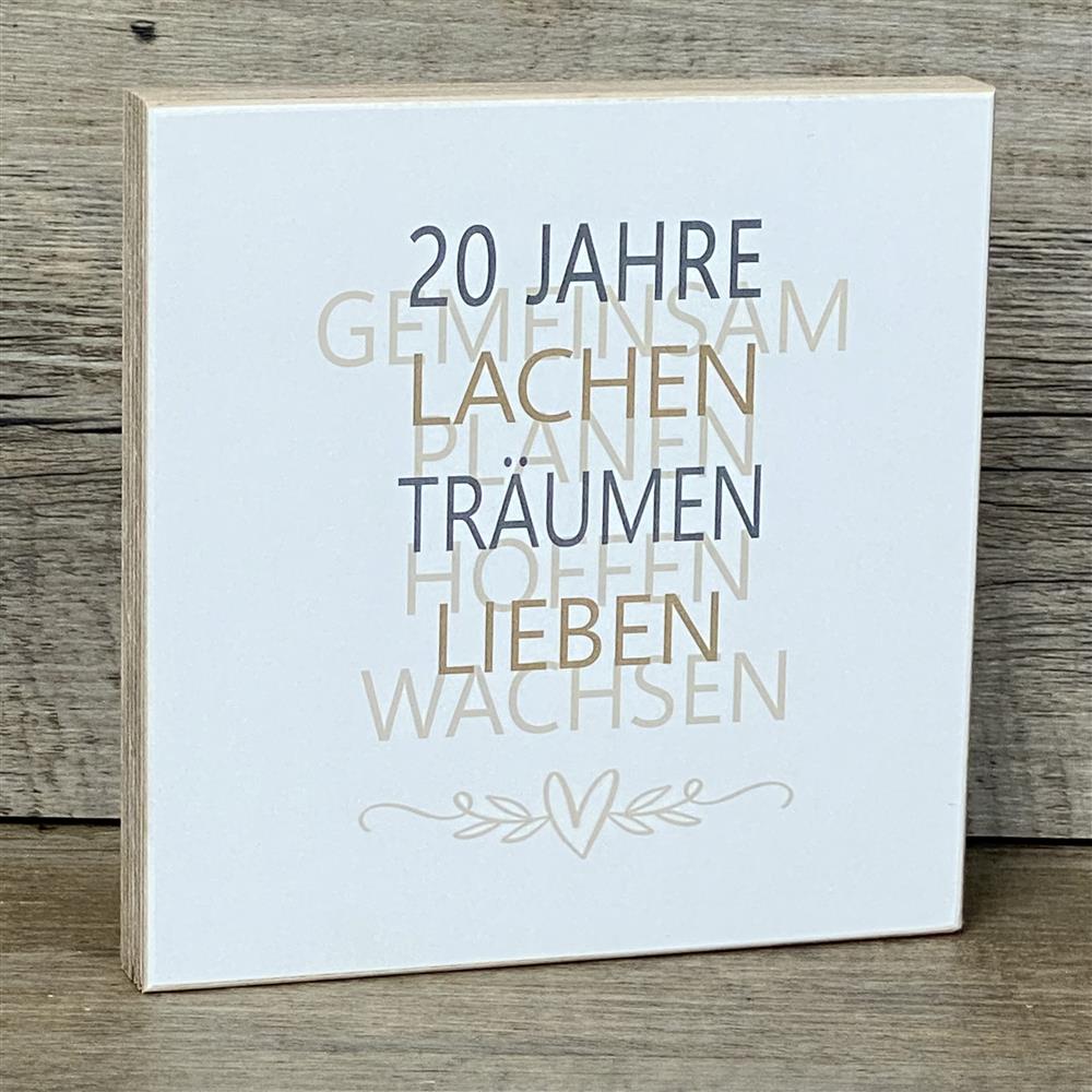 Wooden Block - 20 Jahre Gemeinsam, personalisierbar