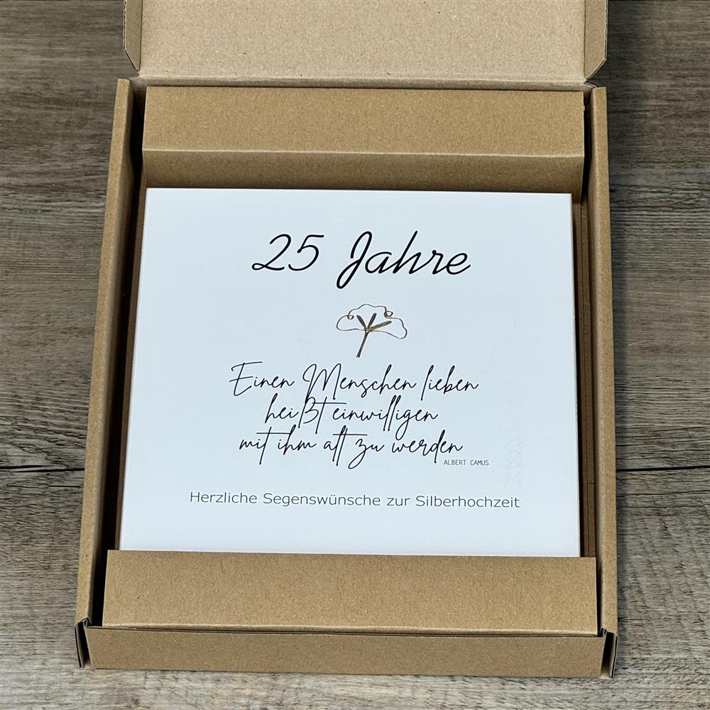 Wooden Block - 25 Jahre Einen Menschen lieben mit Goldprägung