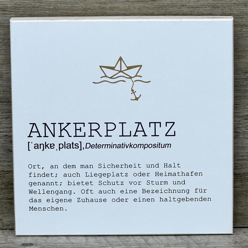 Wooden Block - Ankerplatz mit Goldprägung