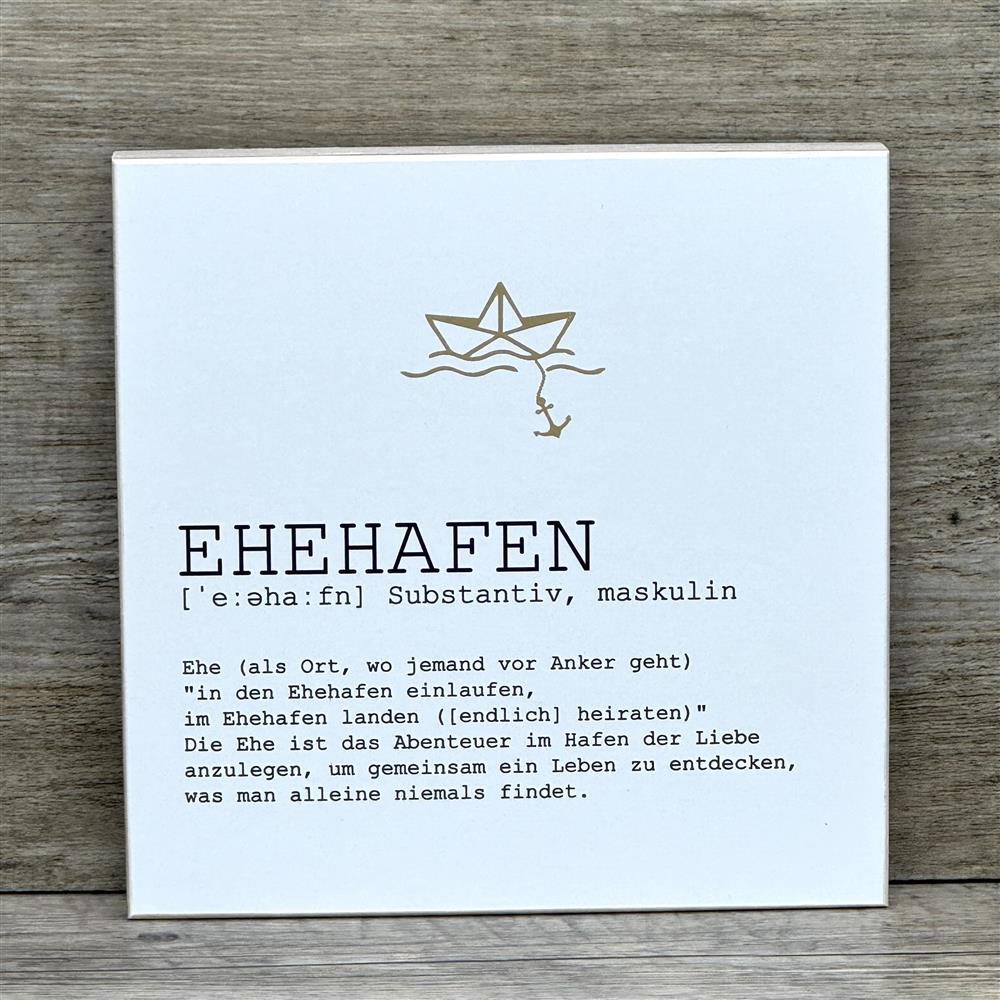 Wooden Block - Ehehafen mit Goldprägung