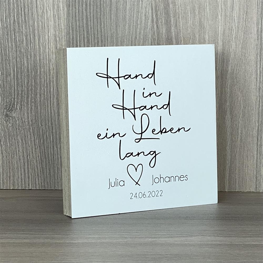 Wooden Block - Hand in Hand