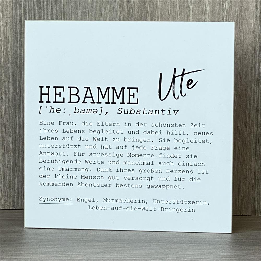 Ein personalisierter Wooden Block Art – das perfekte Geschenk für die Hebamme deines Babys. Mit individuellem Namen wird er zu einem liebevollen Dankeschön für ihre Unterstützung in der schönsten Zeit des Lebens. Handgefertigt aus Naturholz, ein echtes Unikat. Ideal für Geburt, Babyshower oder Abschiedsgeschenke. Ein besonderes Präsent voller Wertschätzung und Herzenswärme.