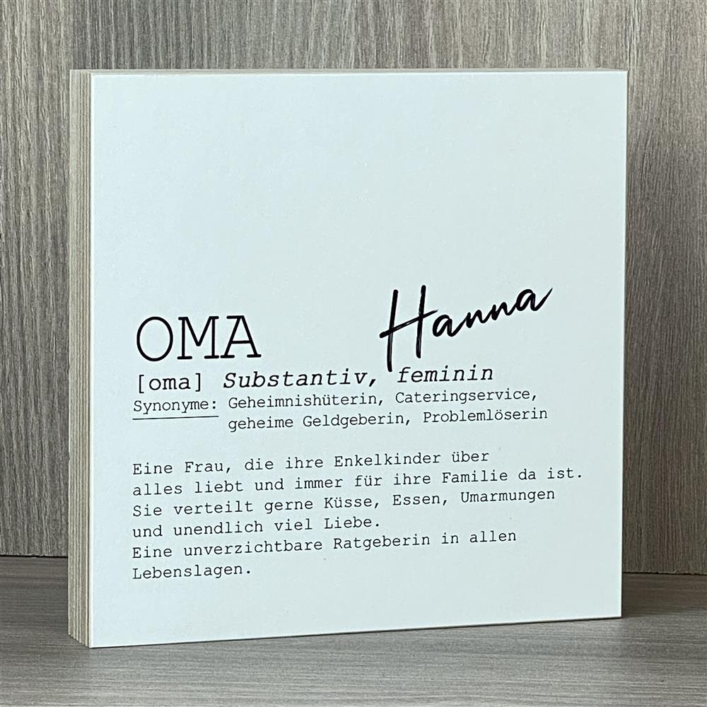 Wooden Block - Oma, personalisierbar