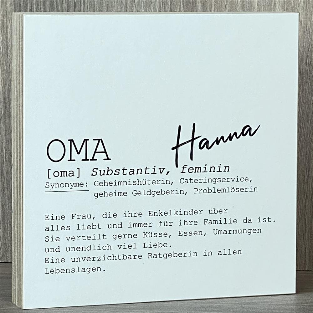 Wooden Block - Oma, personalisierbar