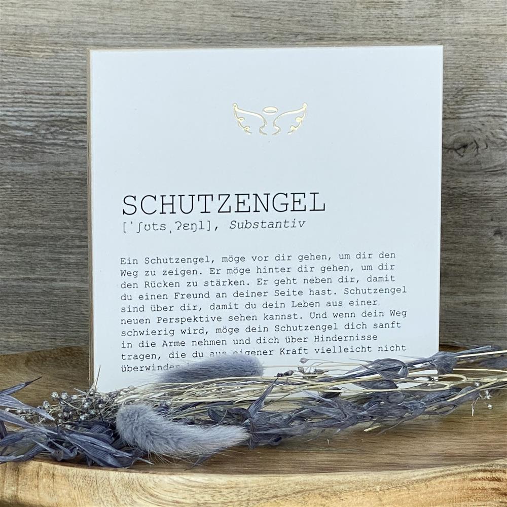 Wooden Block - Schutzengel mit Goldprägung