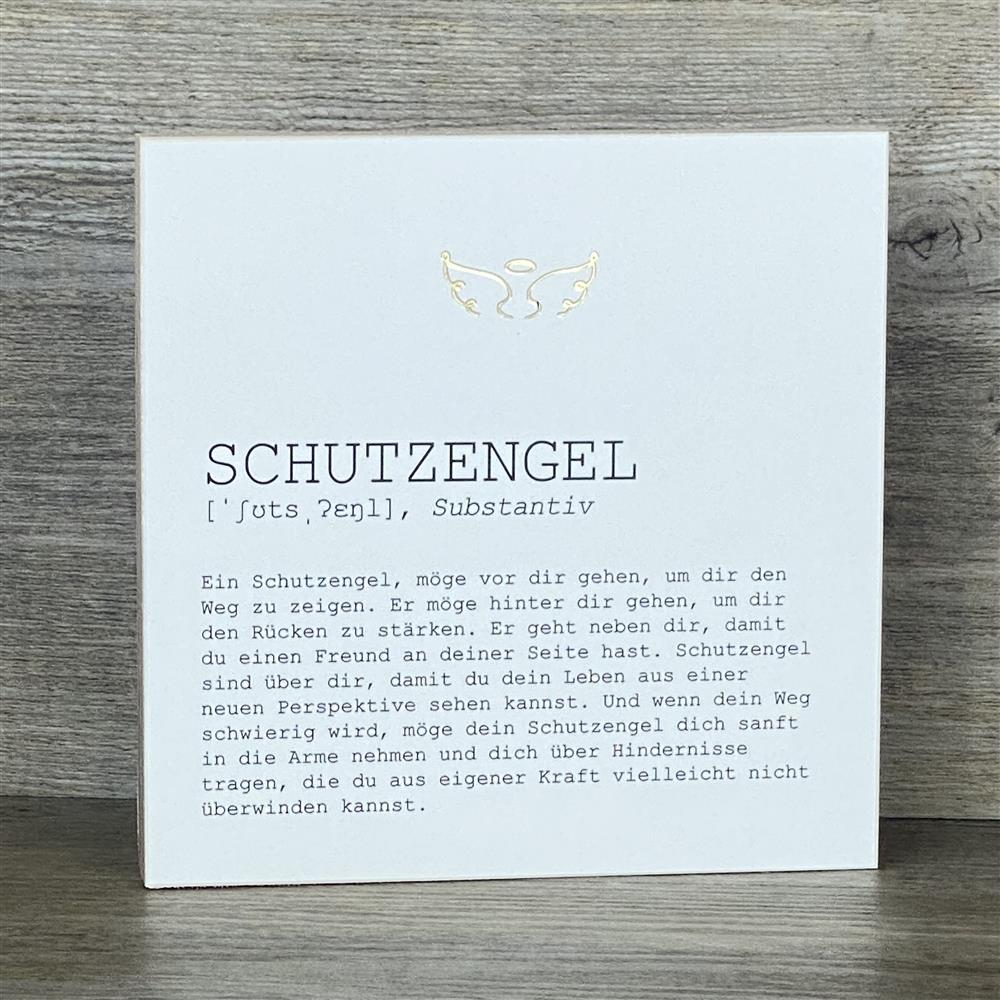 Wooden Block - Schutzengel mit Goldprägung
