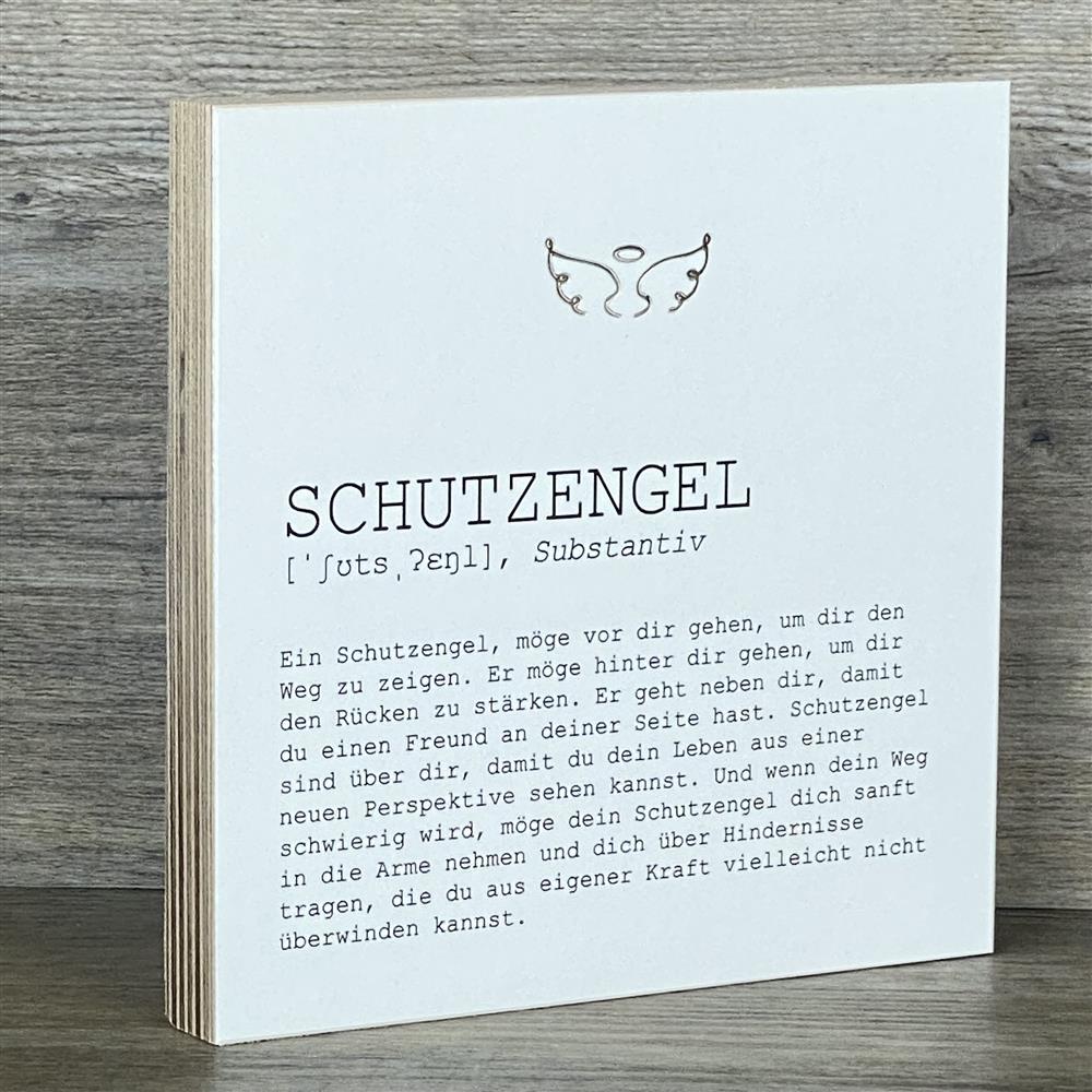 Wooden Block - Schutzengel mit Goldprägung