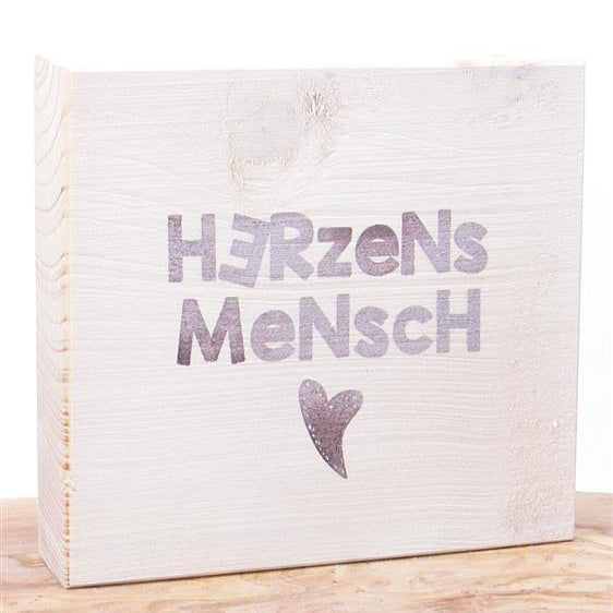 Wooden Block Shabby Herzensmensch