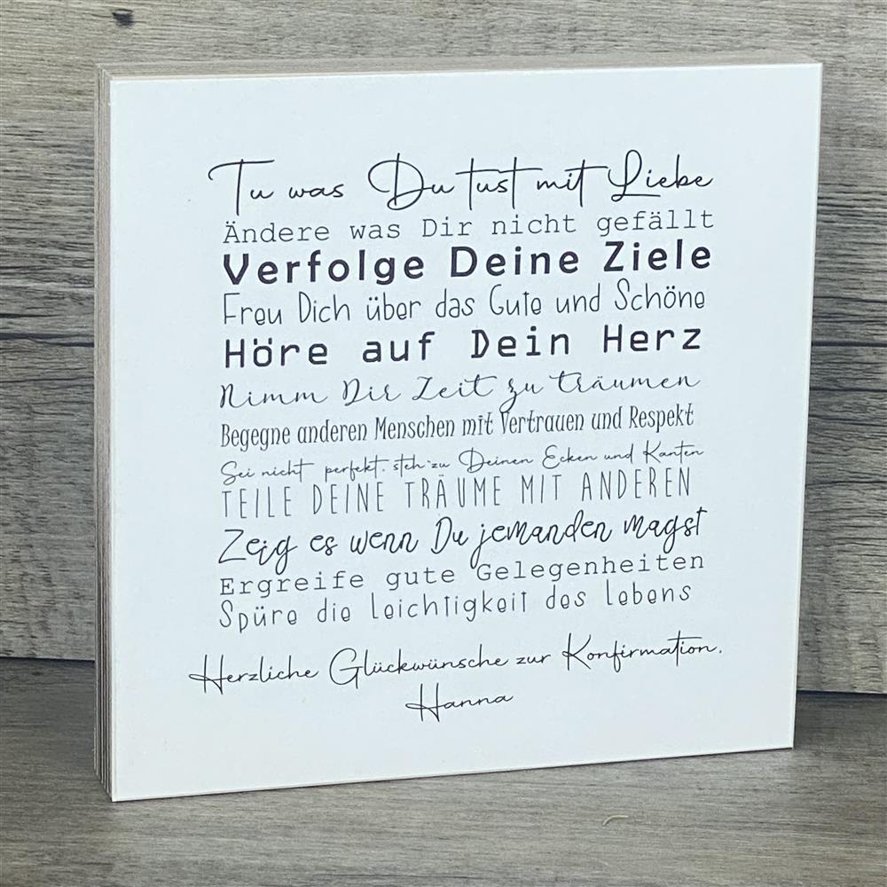 Wooden Block - Tue was Du tust, Konfirmation