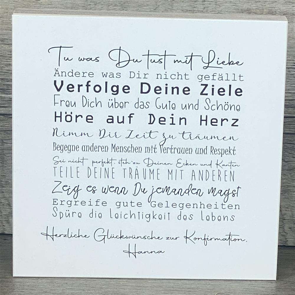 Wooden Block - Tue was Du tust, Konfirmation